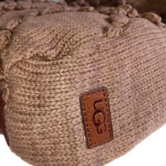 NEW UGG XLARGE LEATHER & WOOL BLEND BAG, BROWN/ MOCHA BAG - Picture 6 of 6